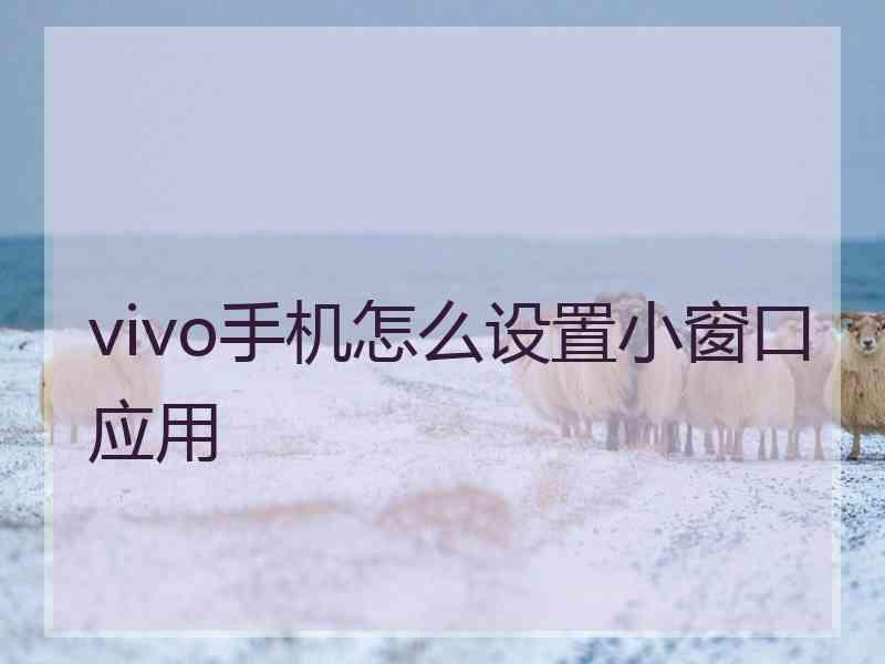 vivo手机怎么设置小窗口应用