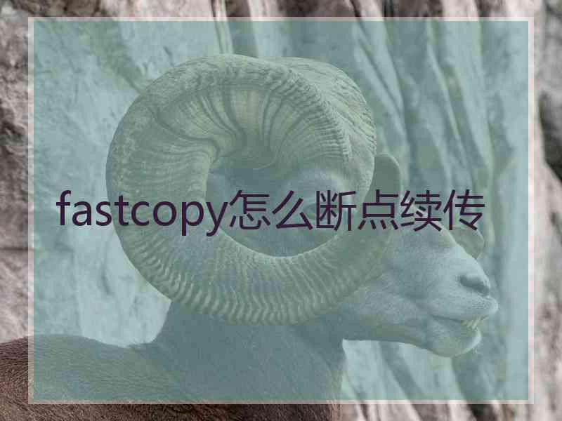 fastcopy怎么断点续传