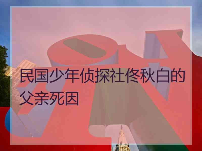 民国少年侦探社佟秋白的父亲死因