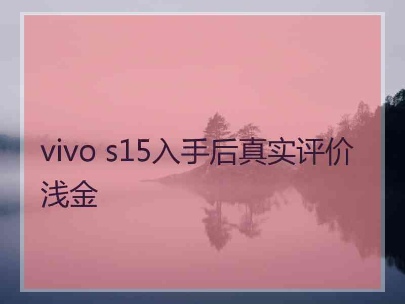 vivo s15入手后真实评价浅金