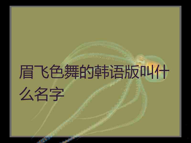 眉飞色舞的韩语版叫什么名字