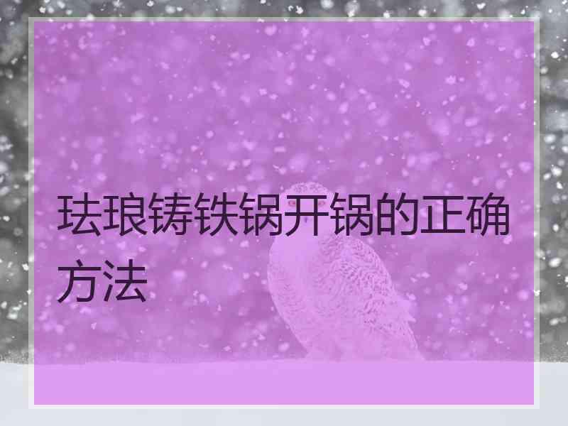 珐琅铸铁锅开锅的正确方法