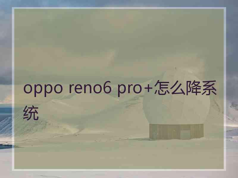 oppo reno6 pro+怎么降系统