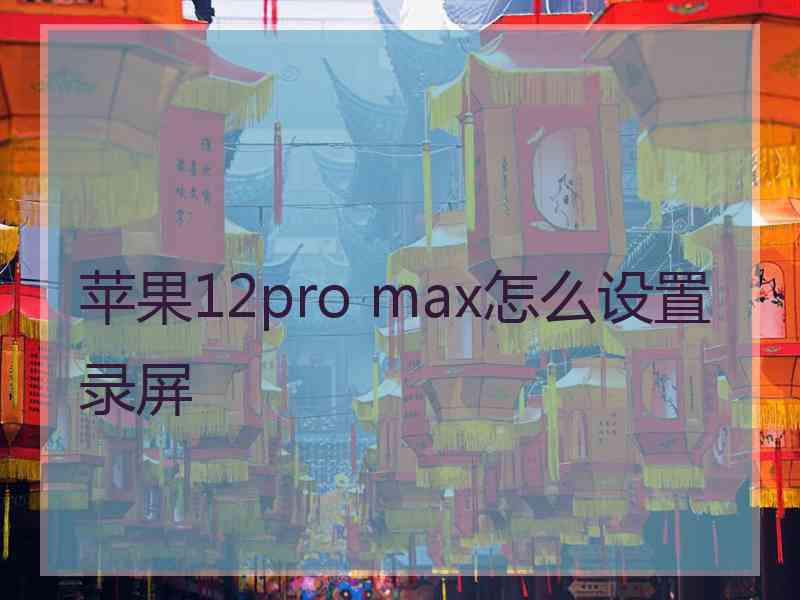 苹果12pro max怎么设置录屏