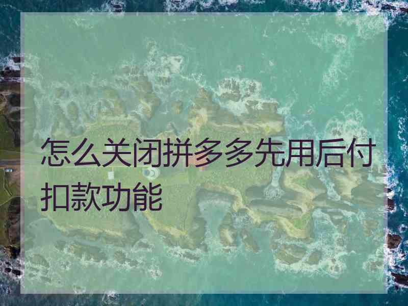 怎么关闭拼多多先用后付扣款功能