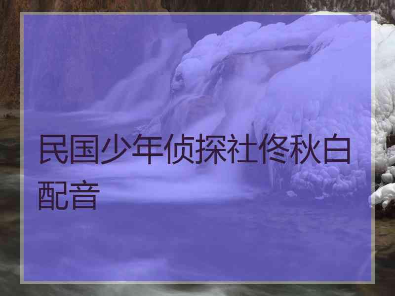 民国少年侦探社佟秋白配音