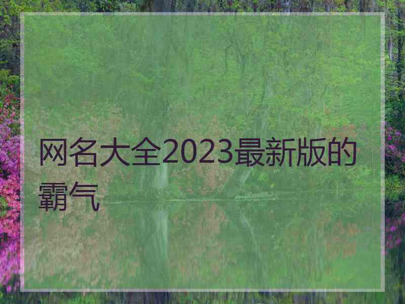 网名大全2023最新版的霸气