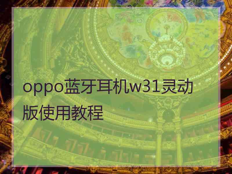 oppo蓝牙耳机w31灵动版使用教程