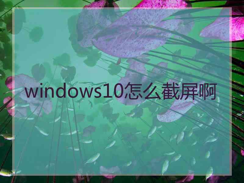 windows10怎么截屏啊