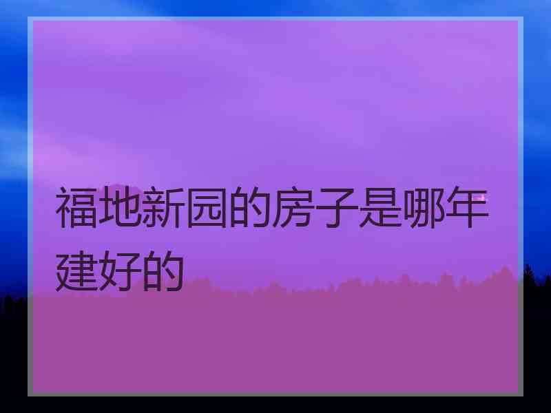 福地新园的房子是哪年建好的