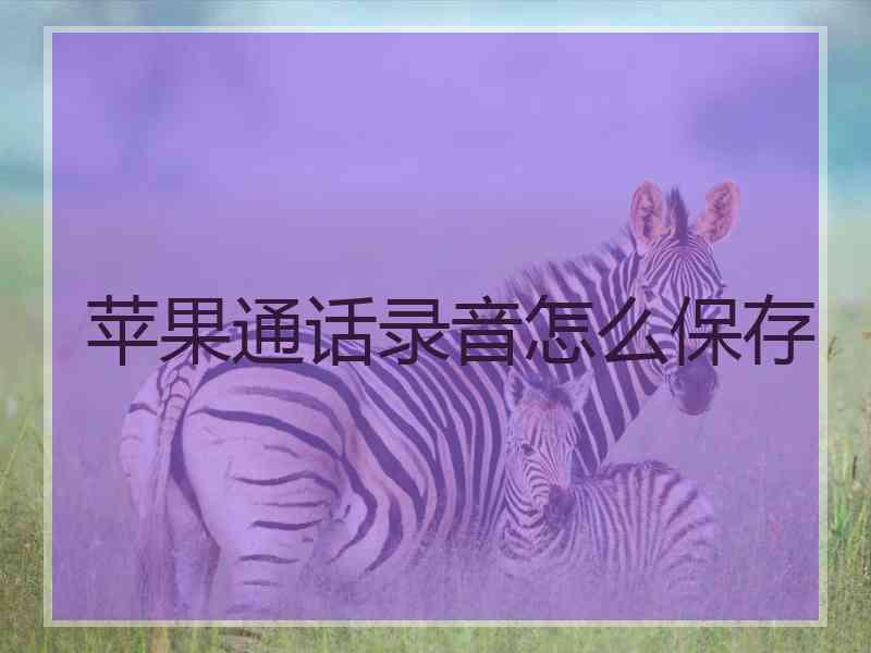 苹果通话录音怎么保存