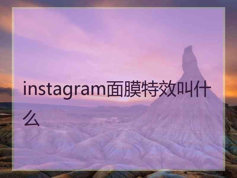 instagram面膜特效叫什么