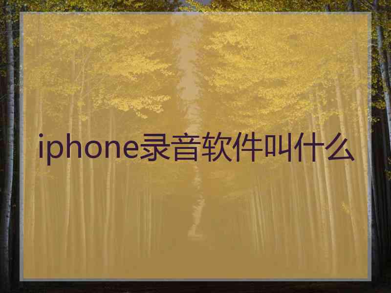 iphone录音软件叫什么