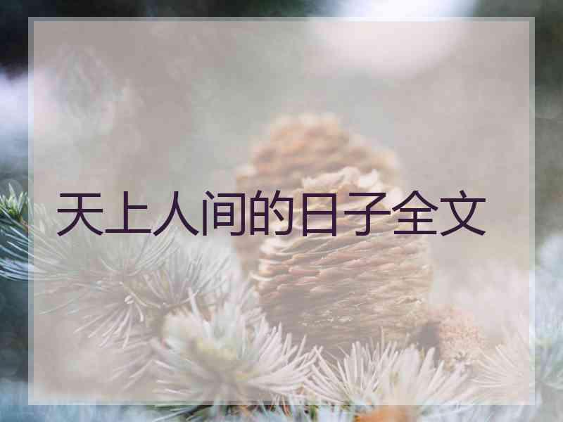 天上人间的日子全文