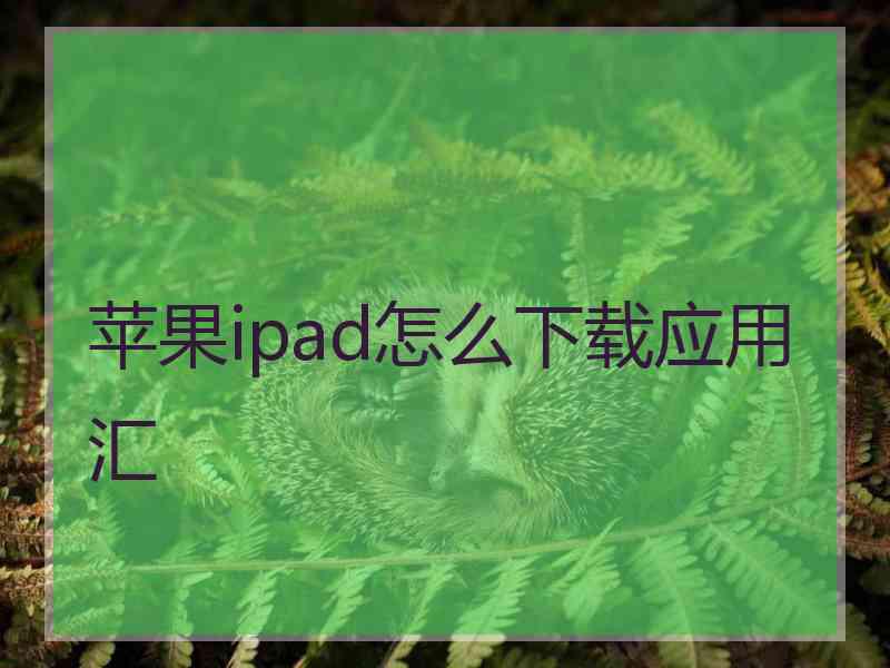 苹果ipad怎么下载应用汇