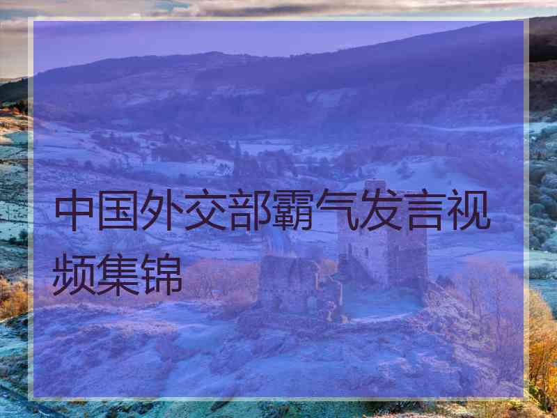 中国外交部霸气发言视频集锦