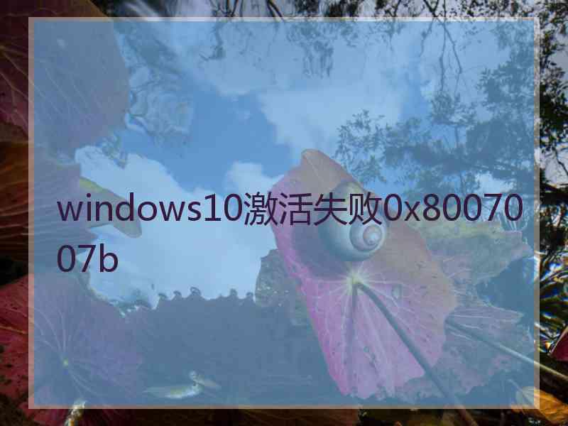windows10激活失败0x8007007b