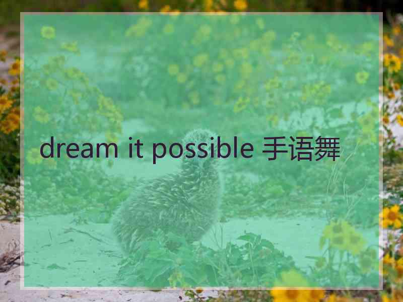 dream it possible 手语舞