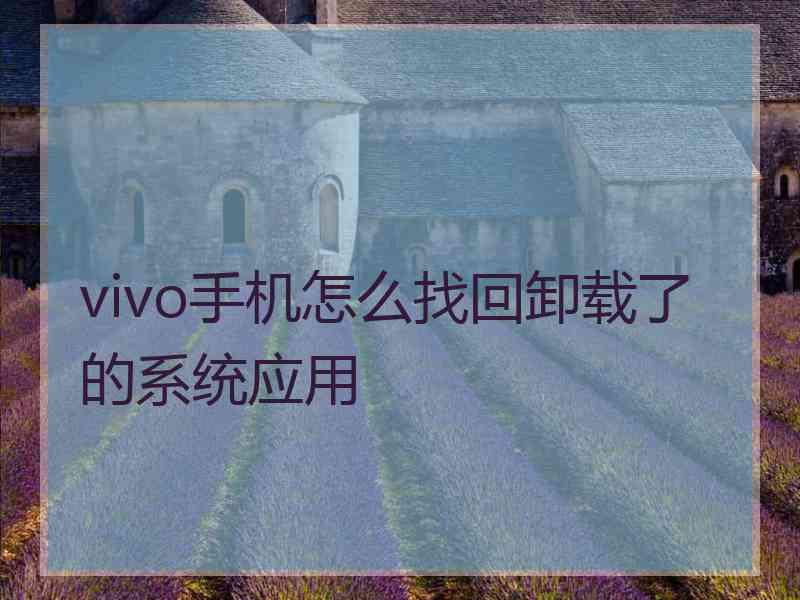 vivo手机怎么找回卸载了的系统应用