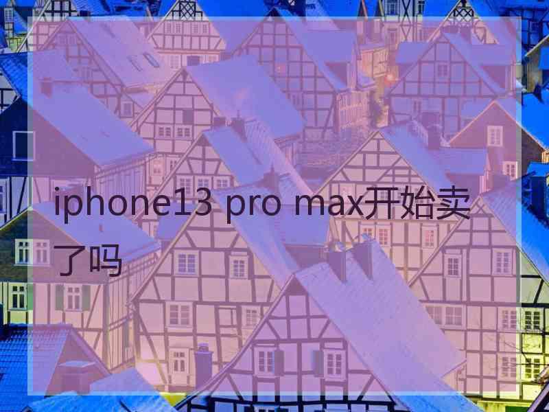 iphone13 pro max开始卖了吗