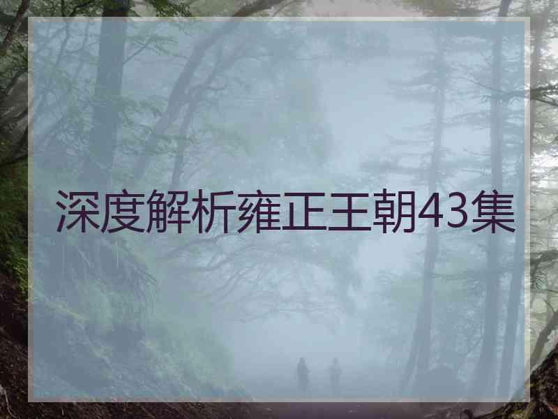 深度解析雍正王朝43集