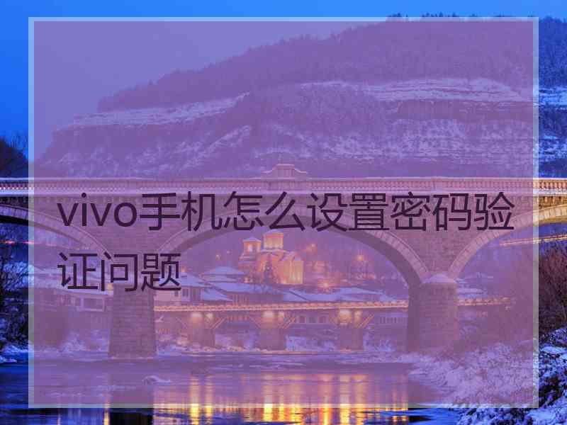 vivo手机怎么设置密码验证问题