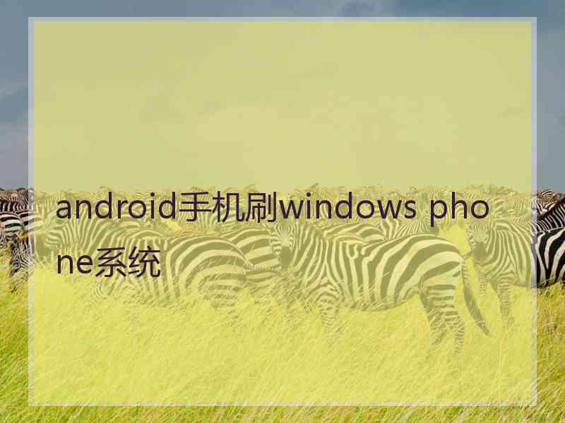 android手机刷windows phone系统