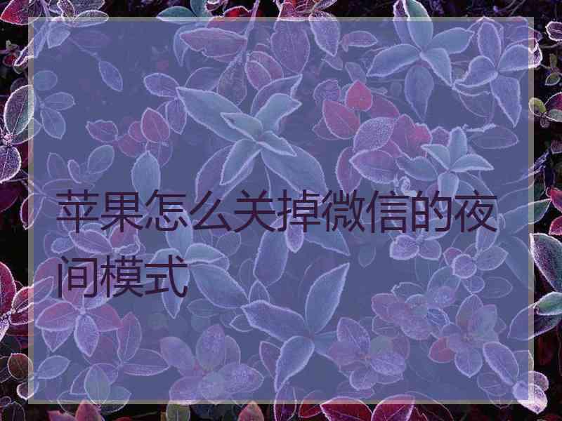 苹果怎么关掉微信的夜间模式