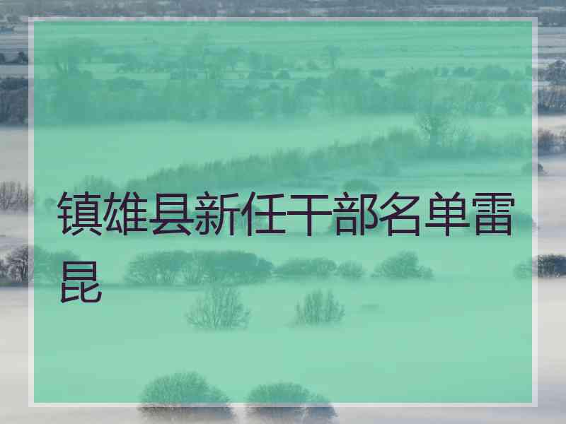 镇雄县新任干部名单雷昆