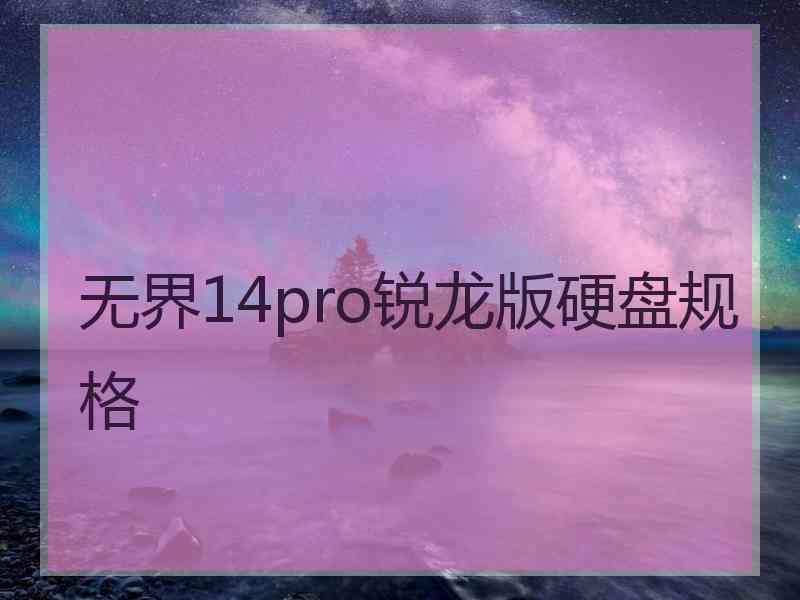 无界14pro锐龙版硬盘规格