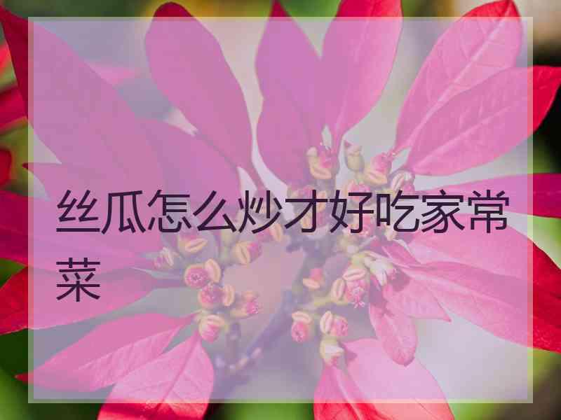 丝瓜怎么炒才好吃家常菜