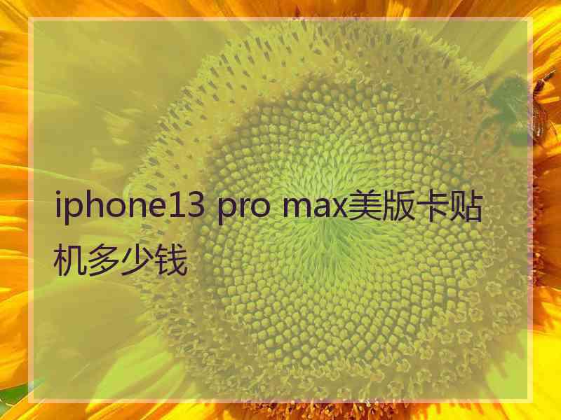 iphone13 pro max美版卡贴机多少钱