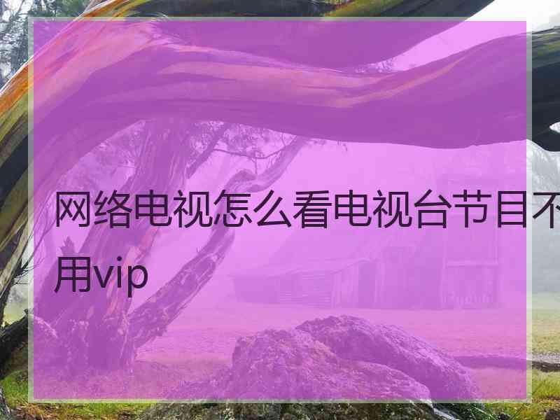 网络电视怎么看电视台节目不用vip