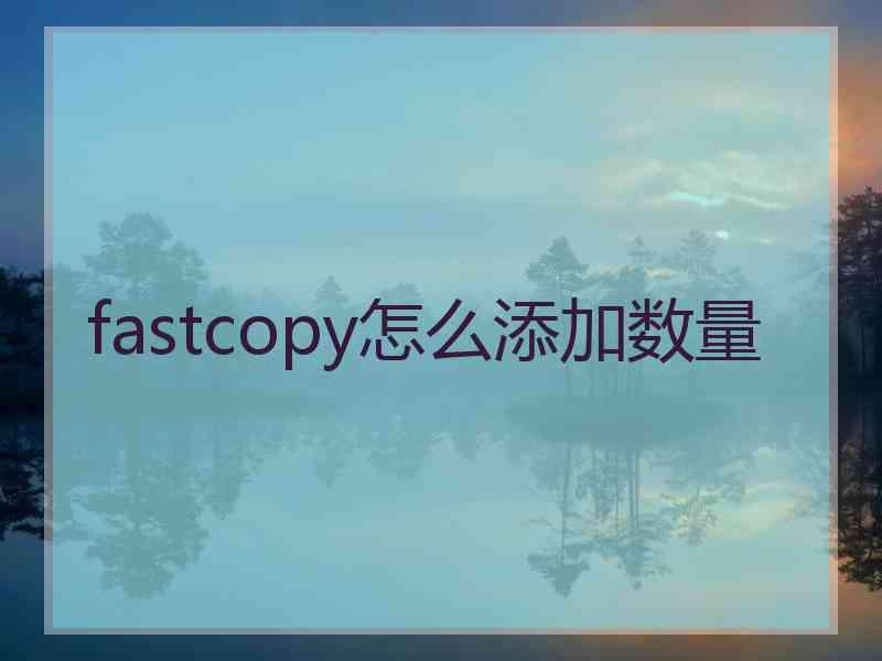 fastcopy怎么添加数量