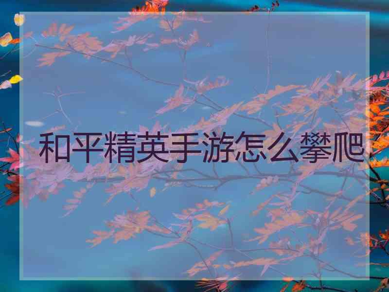 和平精英手游怎么攀爬