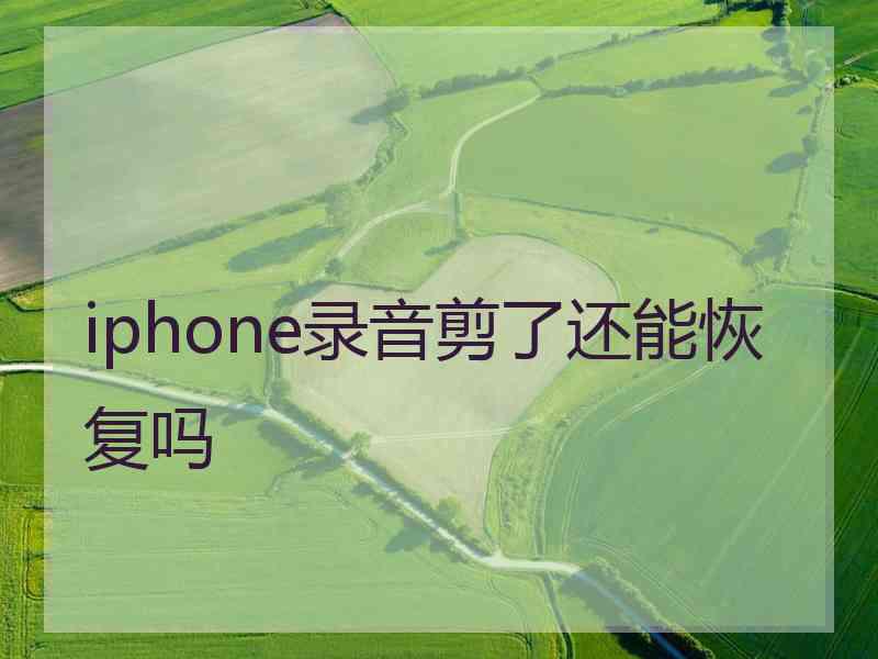 iphone录音剪了还能恢复吗