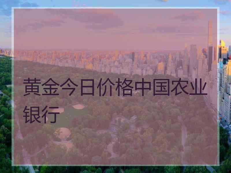 黄金今日价格中国农业银行