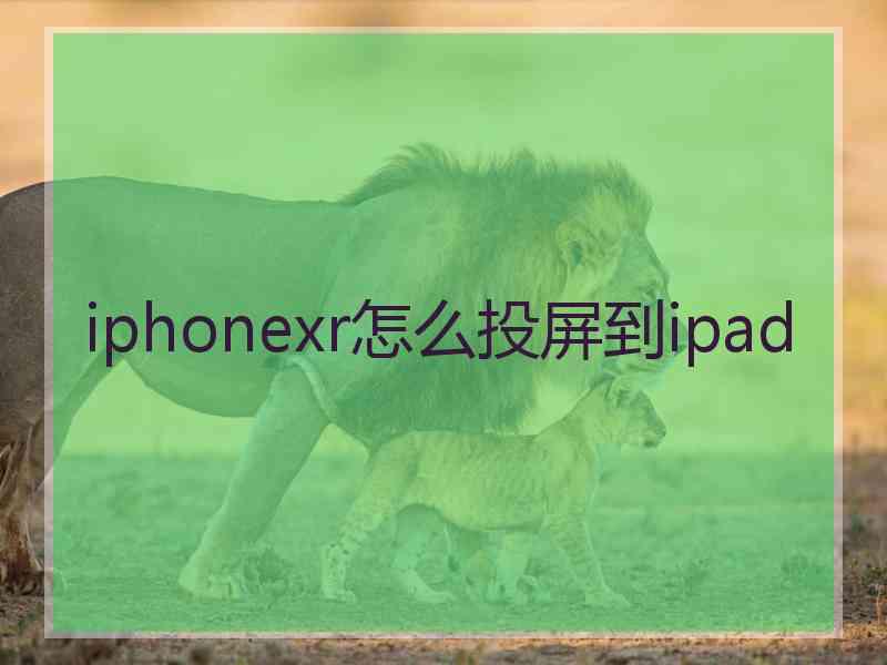 iphonexr怎么投屏到ipad