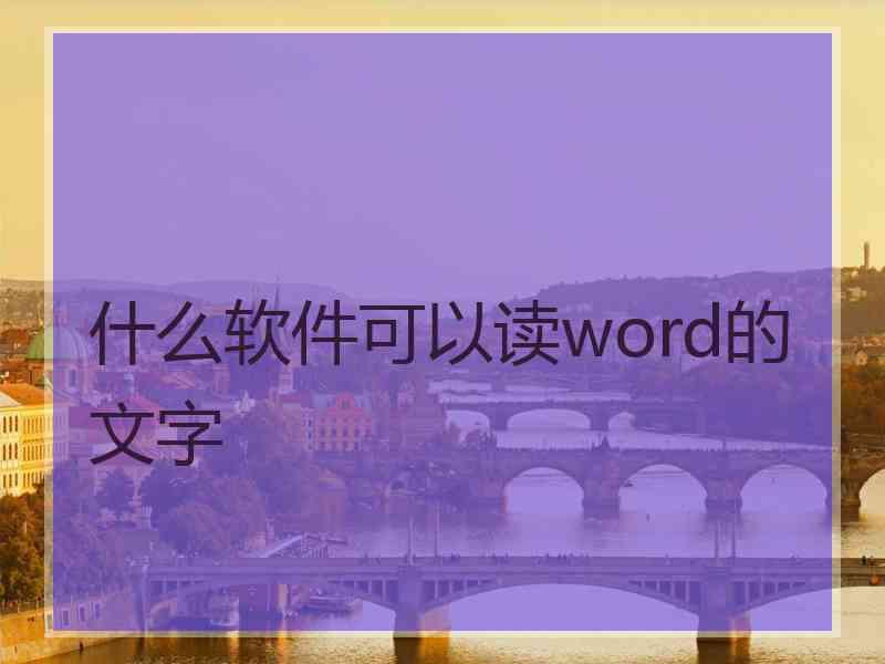 什么软件可以读word的文字