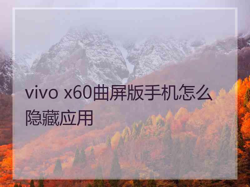 vivo x60曲屏版手机怎么隐藏应用