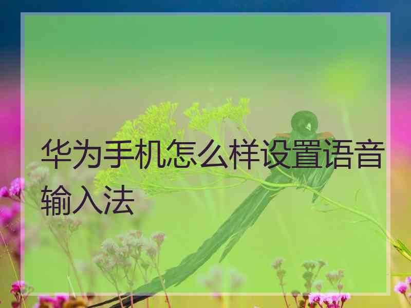 华为手机怎么样设置语音输入法