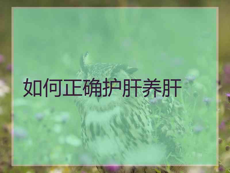 如何正确护肝养肝