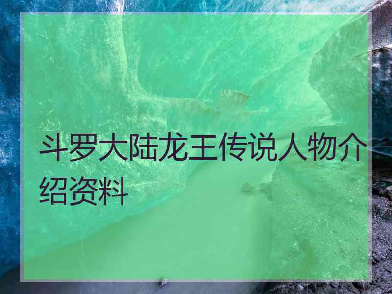 斗罗大陆龙王传说人物介绍资料