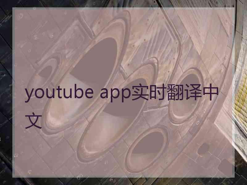 youtube app实时翻译中文