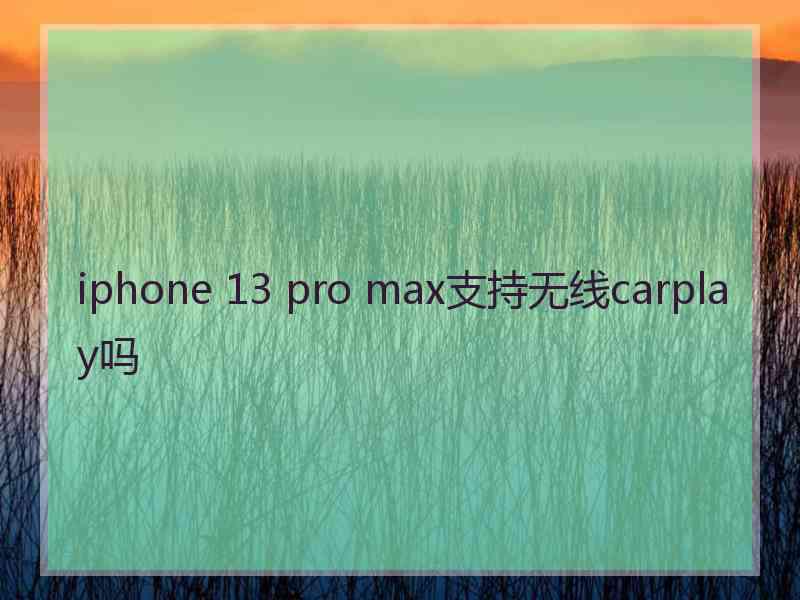 iphone 13 pro max支持无线carplay吗