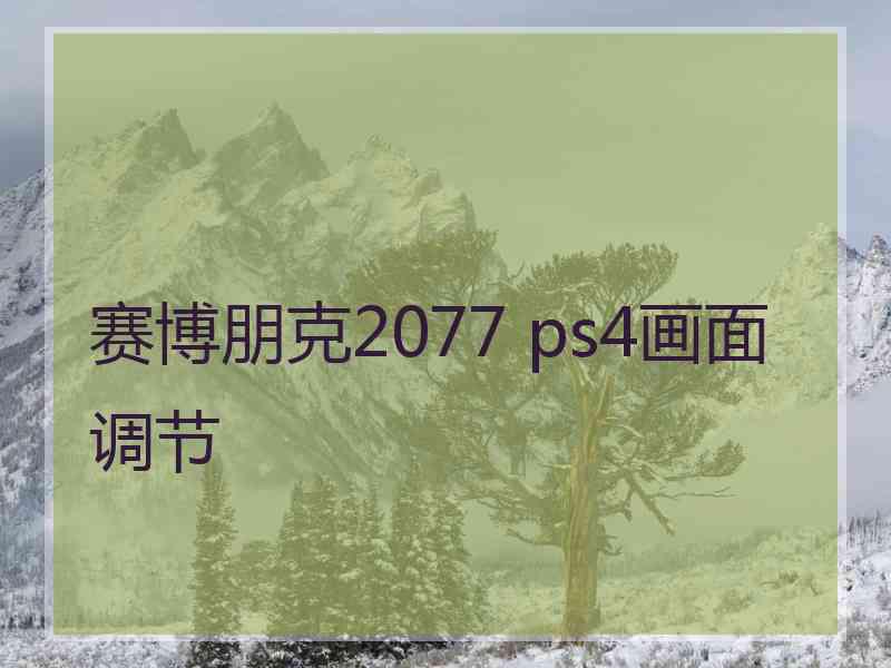 赛博朋克2077 ps4画面调节