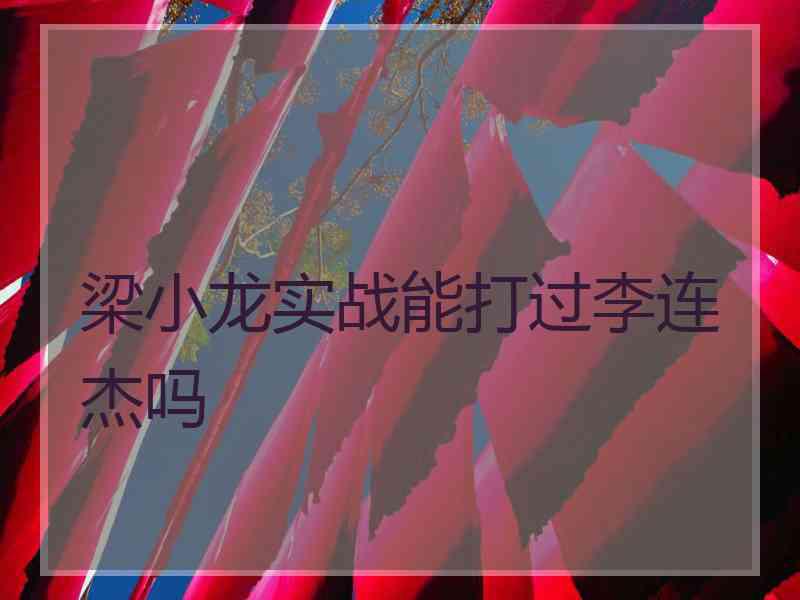 梁小龙实战能打过李连杰吗