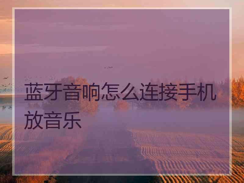 蓝牙音响怎么连接手机放音乐