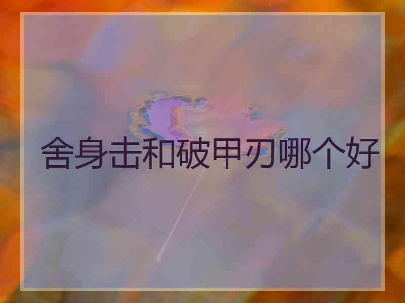 舍身击和破甲刃哪个好