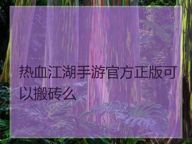 热血江湖手游官方正版可以搬砖么